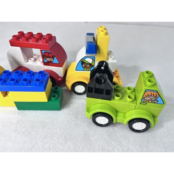 Duplos Vehicles Cars Lot 4 Cabs Fire Truck Race Helicopter Plane - Picture 1 of 15